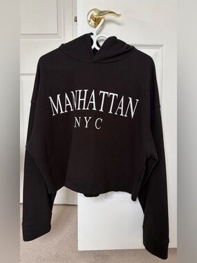 Zara Black Cropped Oversized Hoodie